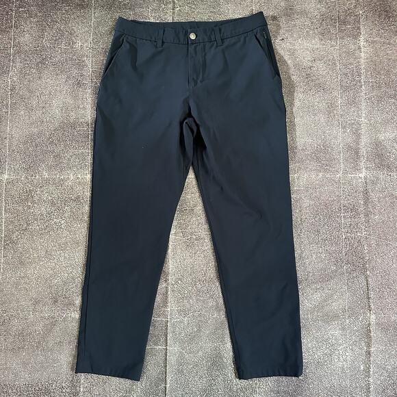 Men's Lululemon Navy Blue ABC Chino Warmpstreme Classic Fit Trouser Pants Sz 33 - Picture 1 of 4
